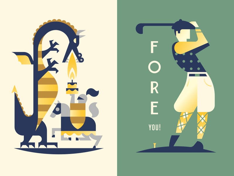 Scribe Cards game fire horse knight dragon man golf cards greeting.jpg