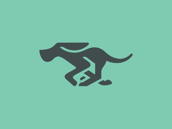 RUN ROVER dog run fast motion animal simple logo.webp