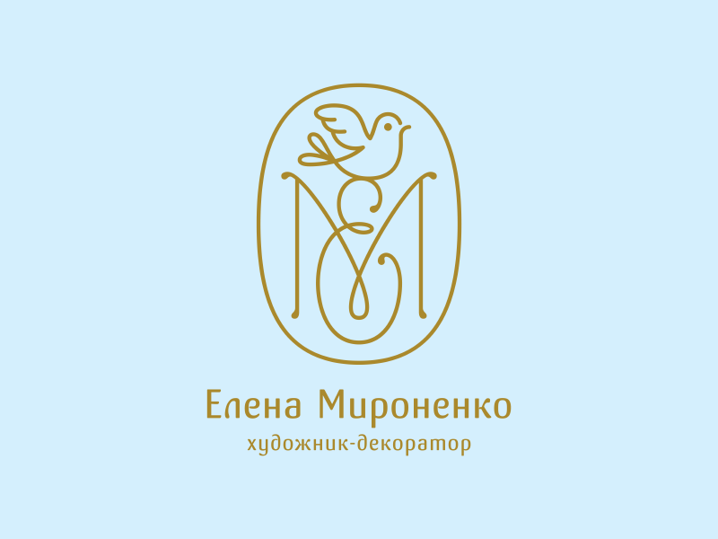 Elena Mironenko logo line art monogram bird m e elegant.webp