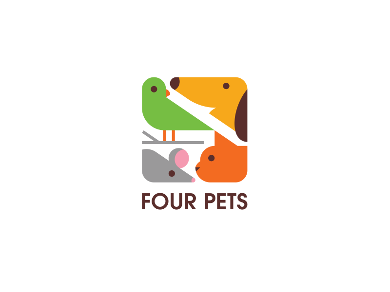 Four Pets logo bird mouse dog cat pet.webp