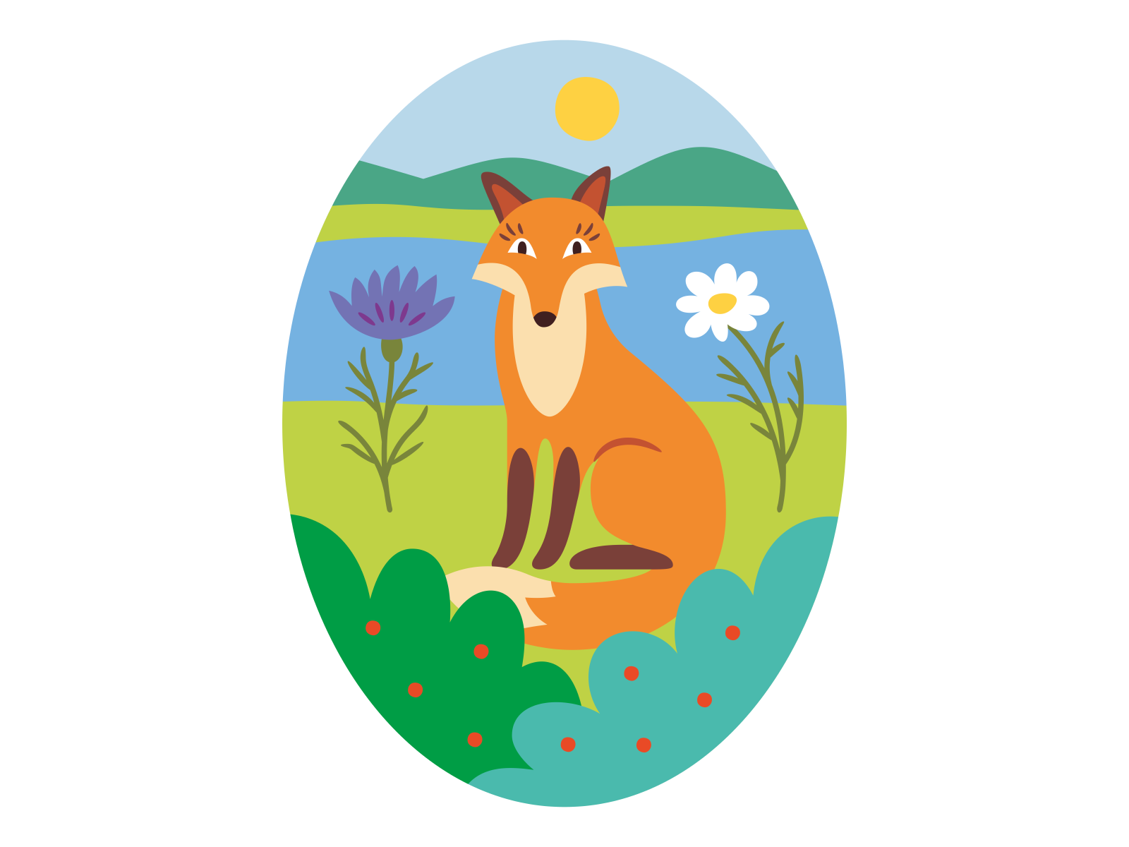 Fox summer memories illustration chamomile cornflower flowers fox.png