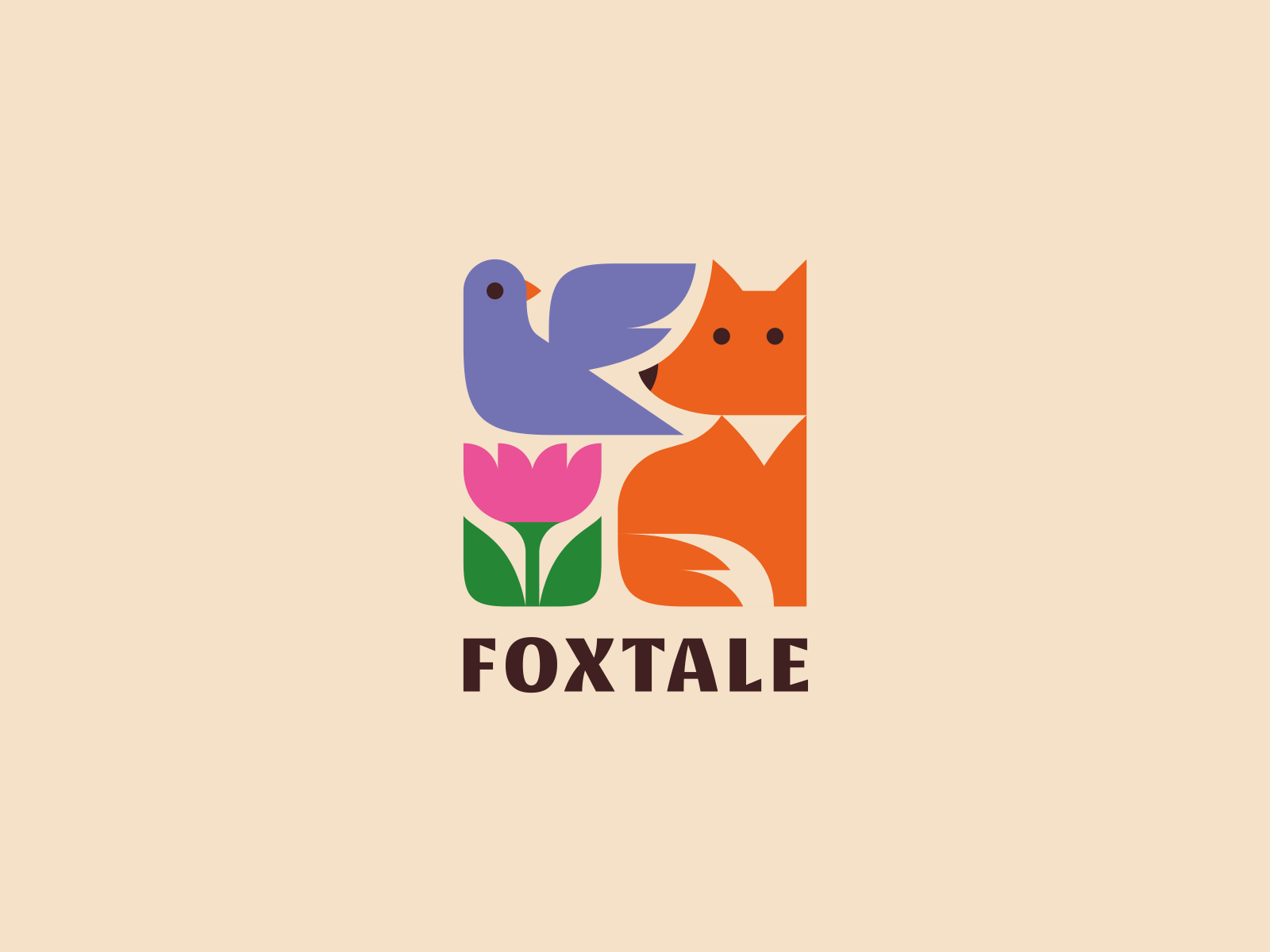 Foxtale cute animal branding logo flower bird fox tale.png