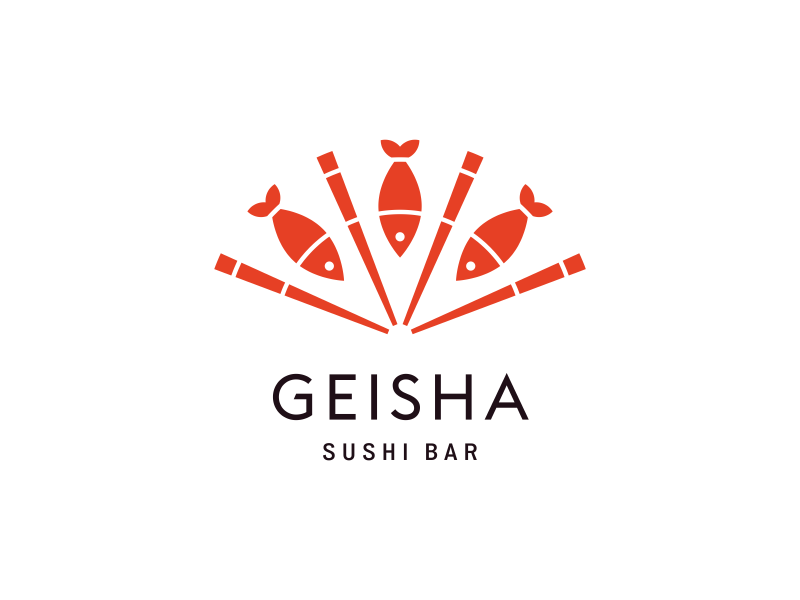 Geisha logo sushi fish chopsticks fan.webp