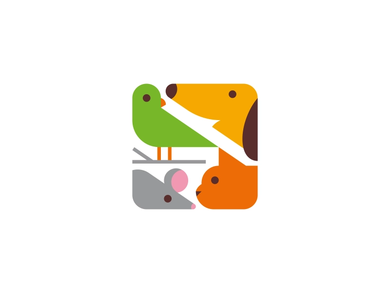 Logos logo design cute happy love pet shop pet cat dog mouse bird crea.webp