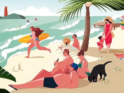 A Sunday Afternoon on the beach people parody summer beach illust.jpg