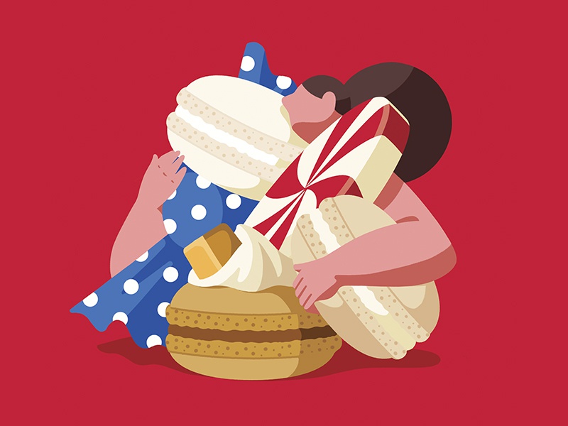 Greed greed candy macaroon character color woman girl illustration.jpg