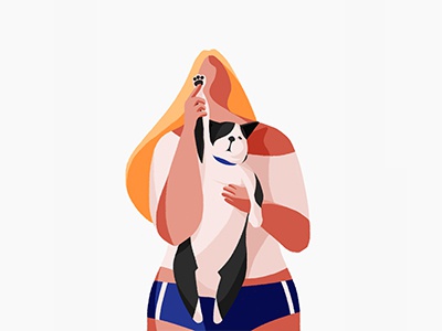 my pet character illustration girl pet dog bostonterrier.jpg