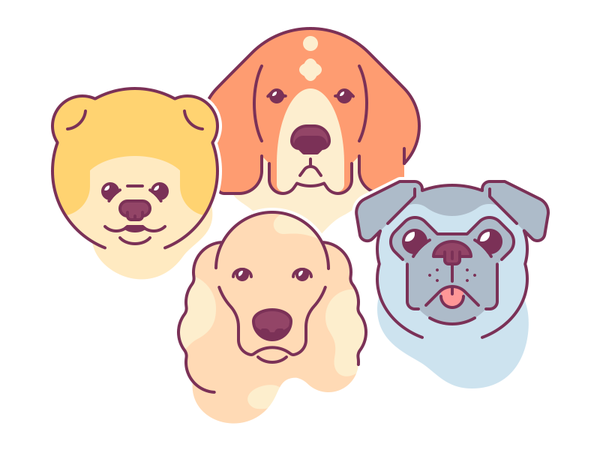 Dogs pug spaniel beagle pomeranian dog edgy clean simple flat logo ico.png