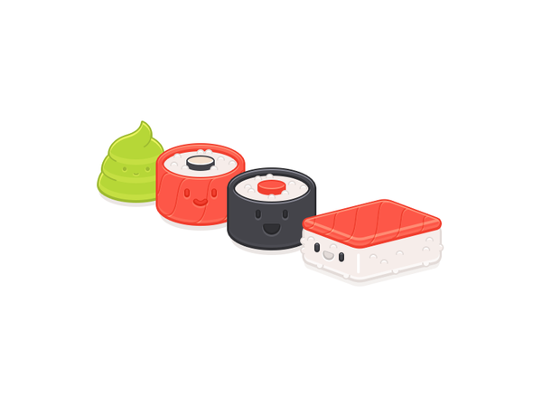 Happy Sushi maki roll wasabi rice salmon food sushi icon illustration.png