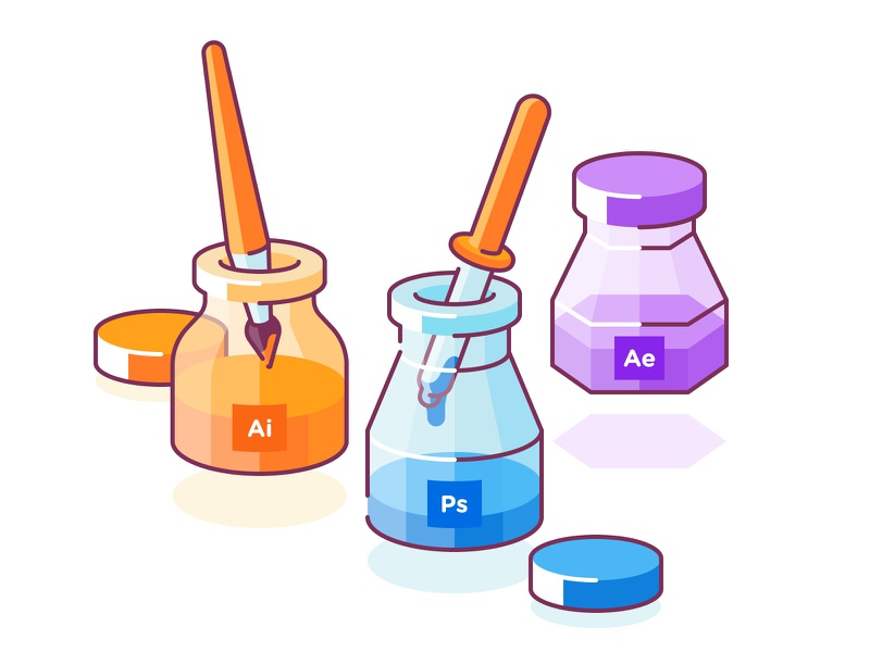 Tools color picker brush ae aim ps tool icons character clean design e.jpg