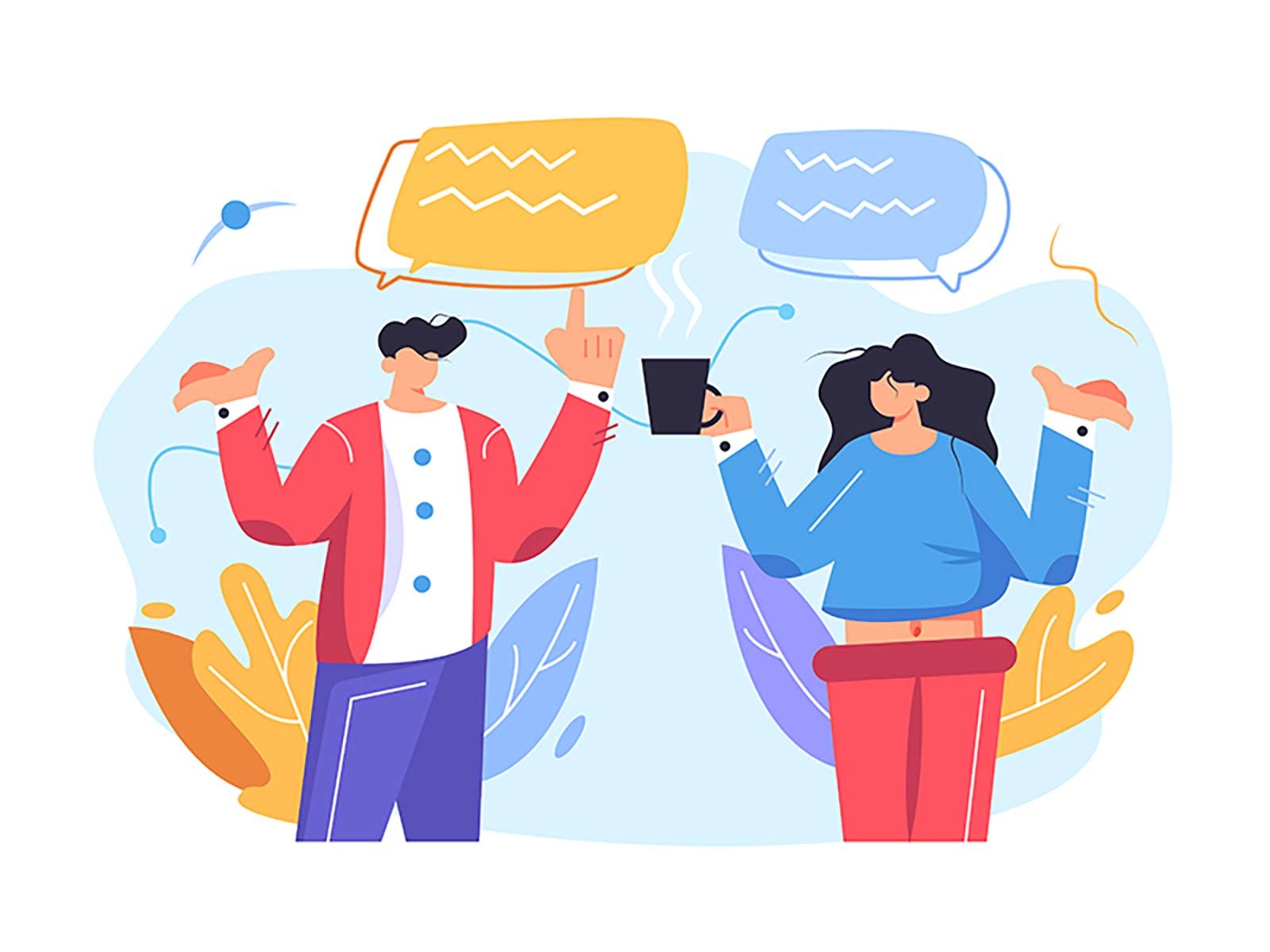 A girl and a guy communicate flat character guy illustration art techn.jpg