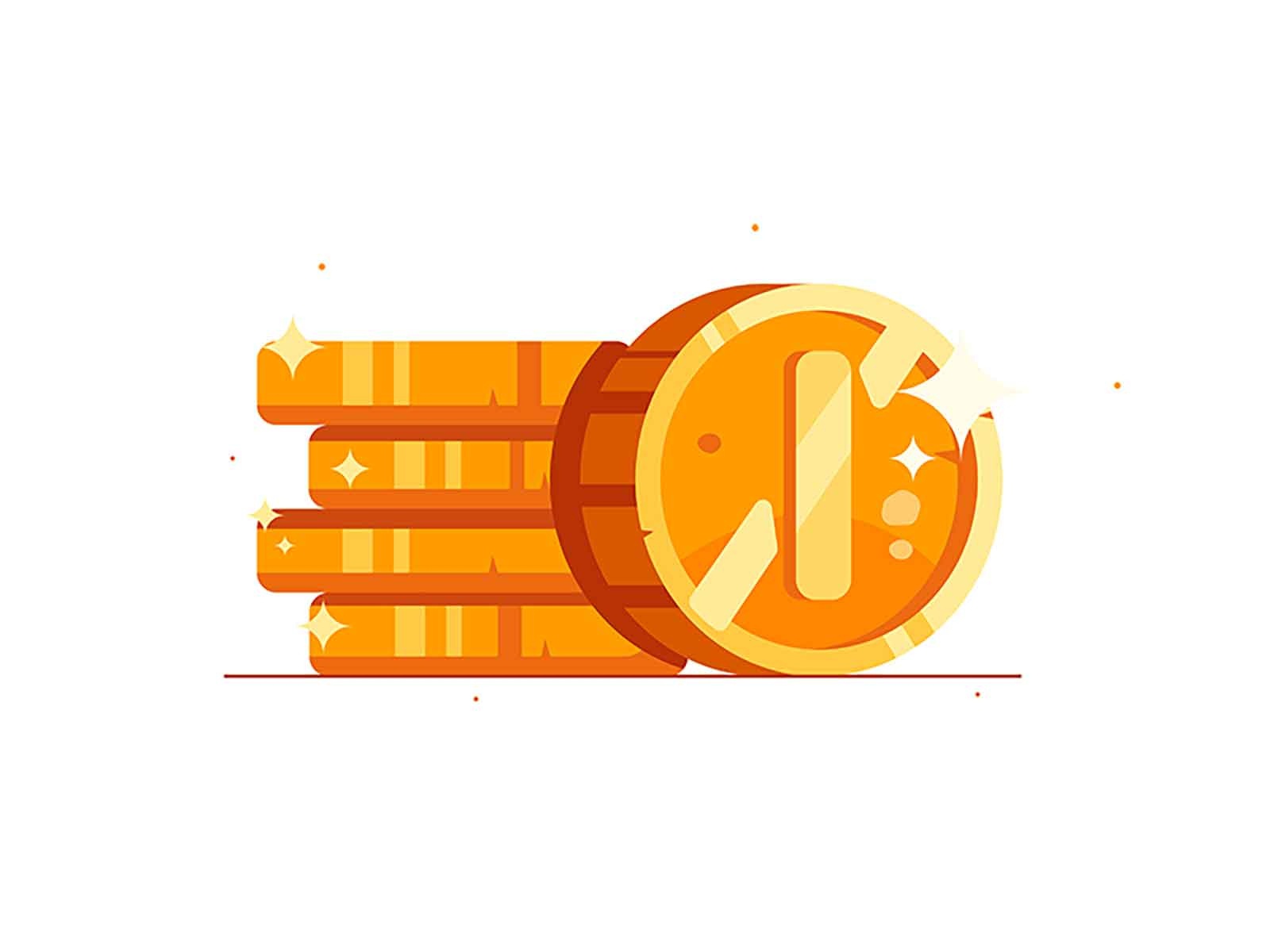 Bright yellow coins in vector, flat style. banking investment shiny is.jpg