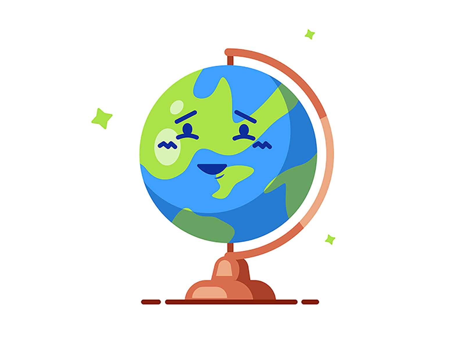 Cheerful earth globe character. map world graphic earth travel green s.jpg