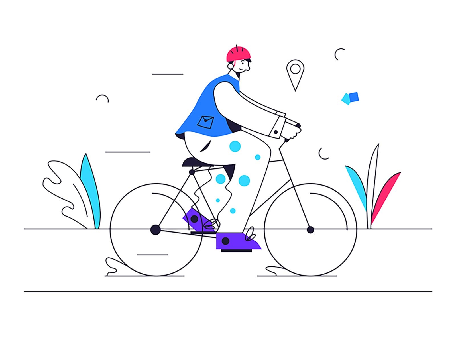 Cycling on the bike path illustration healthy biking road bicycle bike.jpg