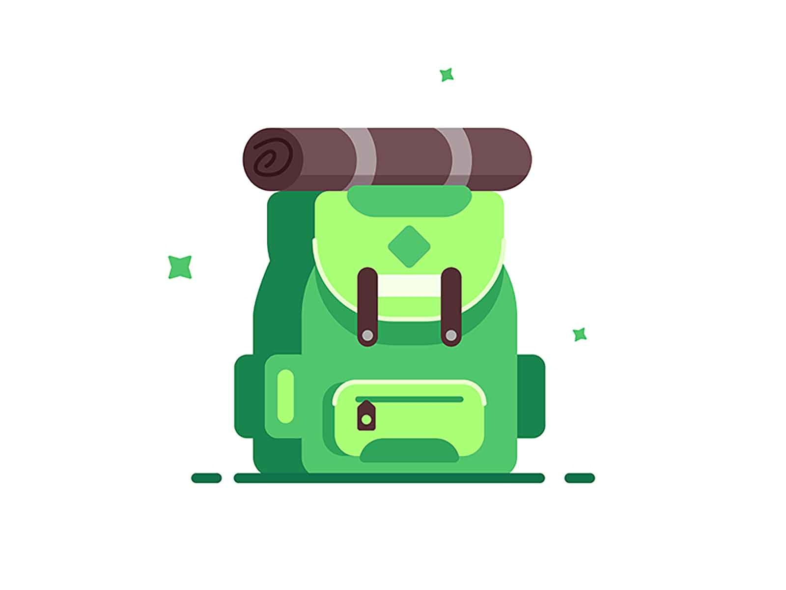 Fashionable green backpack. satchel travel haversack object knapsack s.jpg