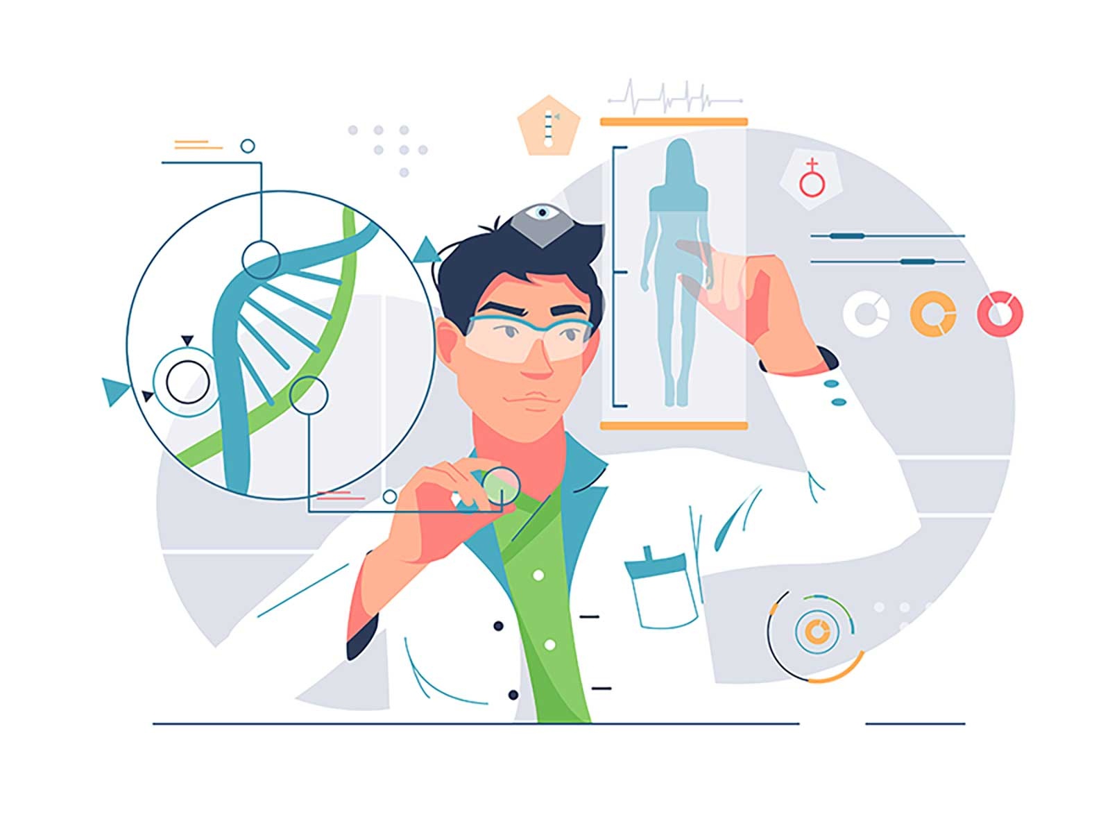 Genetics medecine genetics character graphic design ui branding logo b.jpg