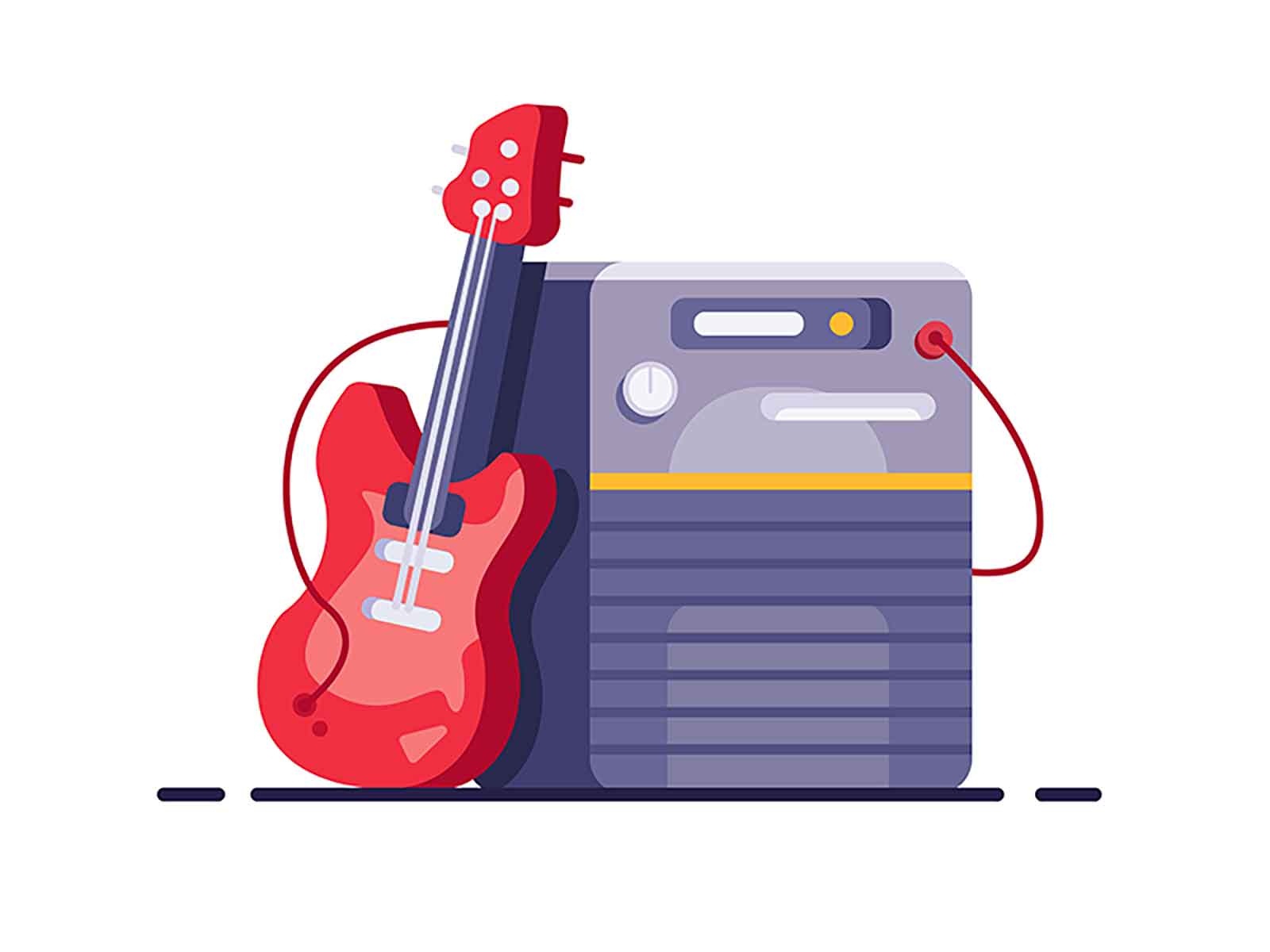 Guitar amplifier with speaker and guitar. studio power volume sound eq.jpg