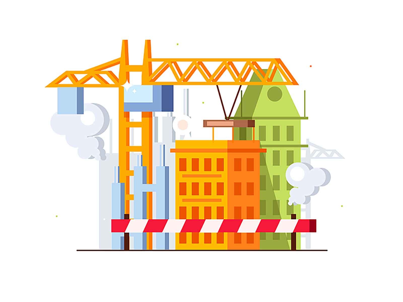 Modern building site in vector. flat style. cityscape home architectur.jpg