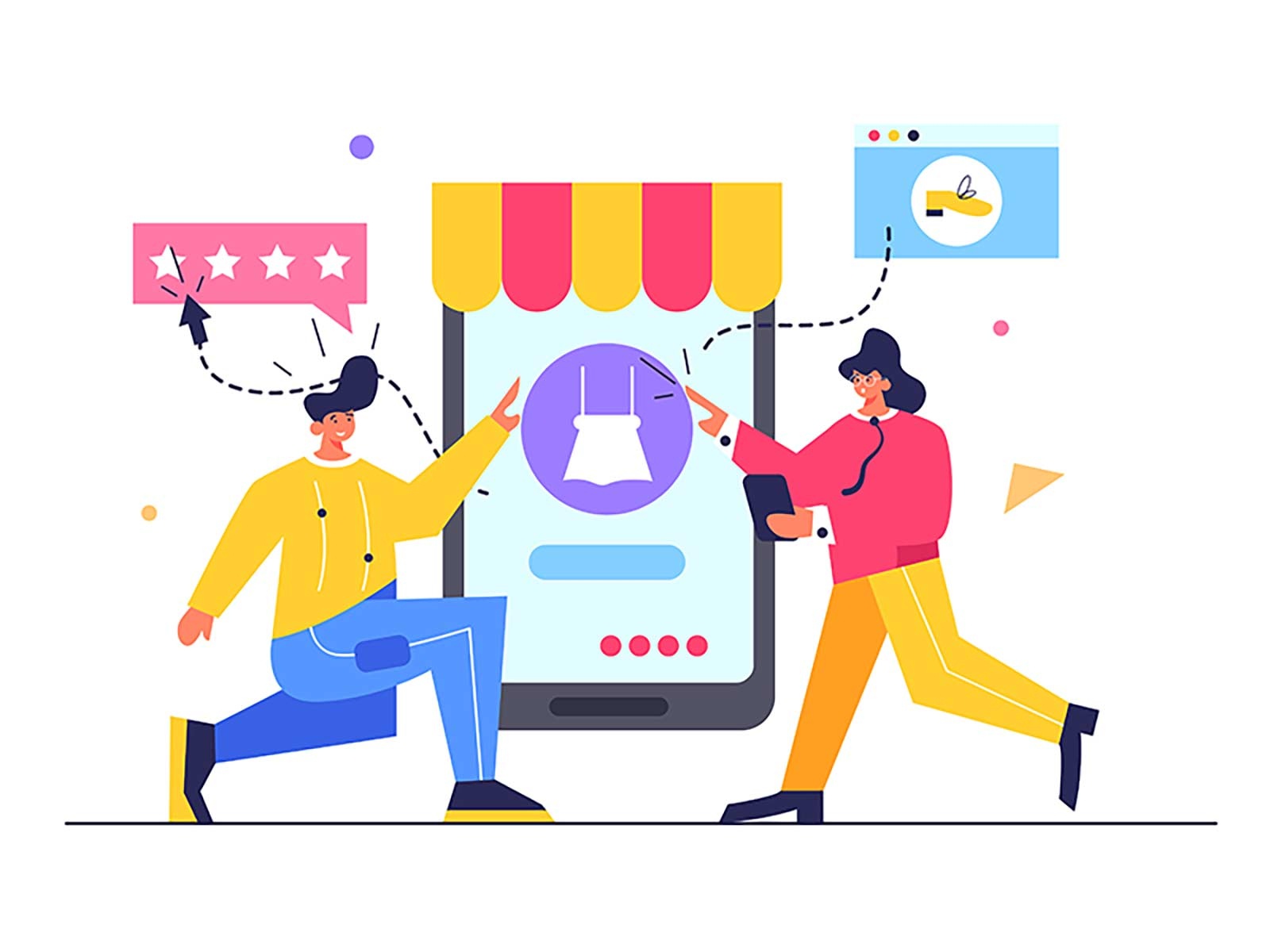 Product selection on the phone mobile online phone sale concept illust.jpg
