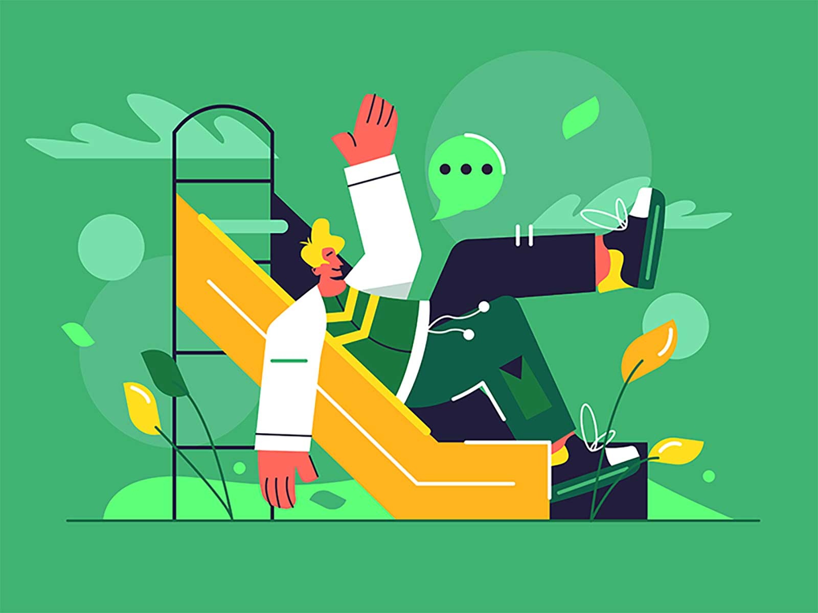 Slide downhill recreation cute happy little illustration park boy chil.jpg