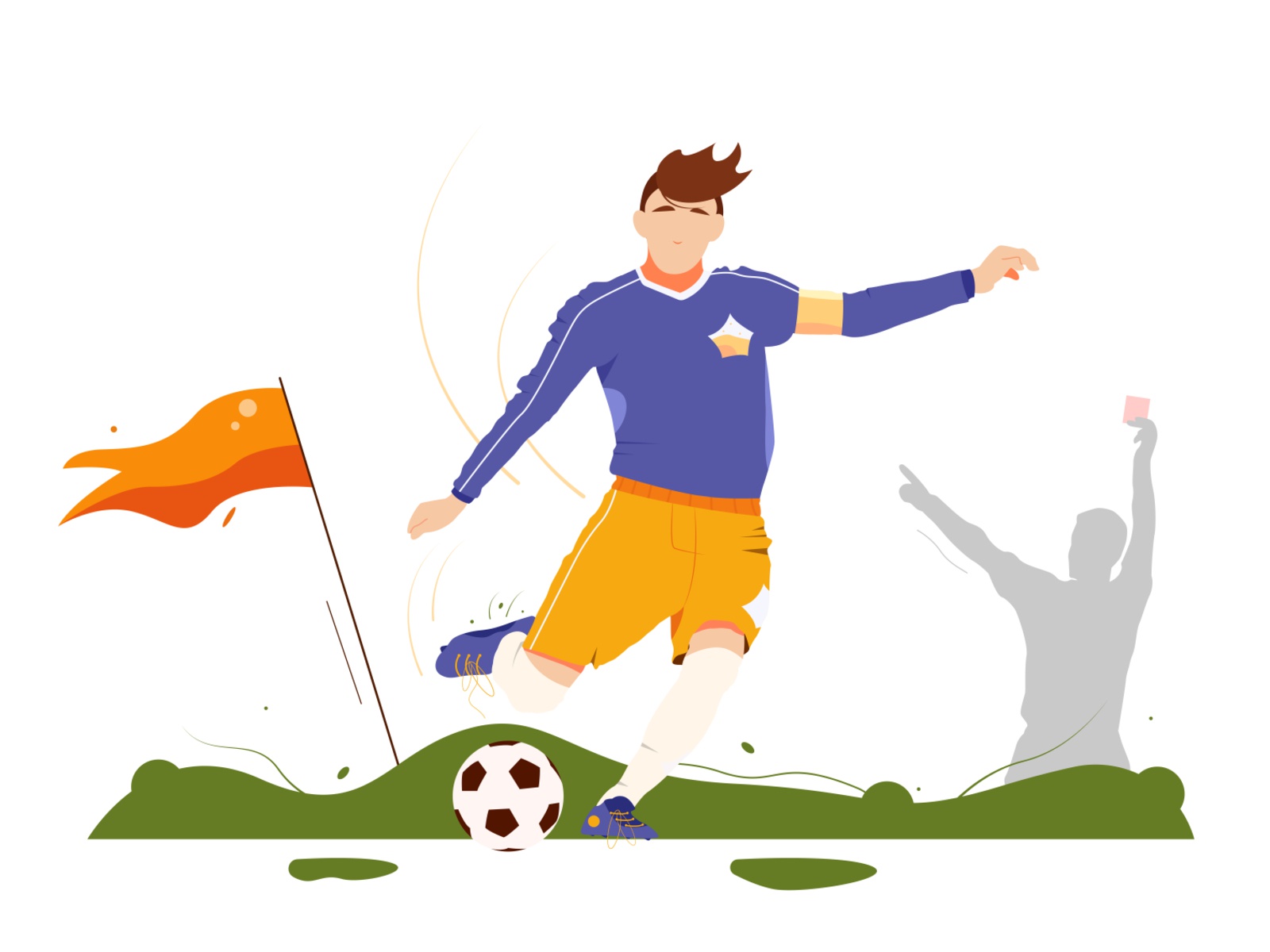 Soccer player kicks the ball running play action field illustration ma.jpg