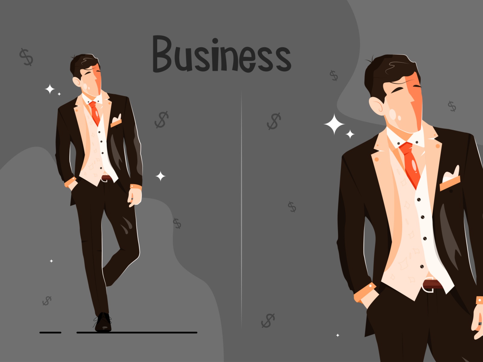 The illustration shows a businessman happy office worker thumbs up sta.jpg