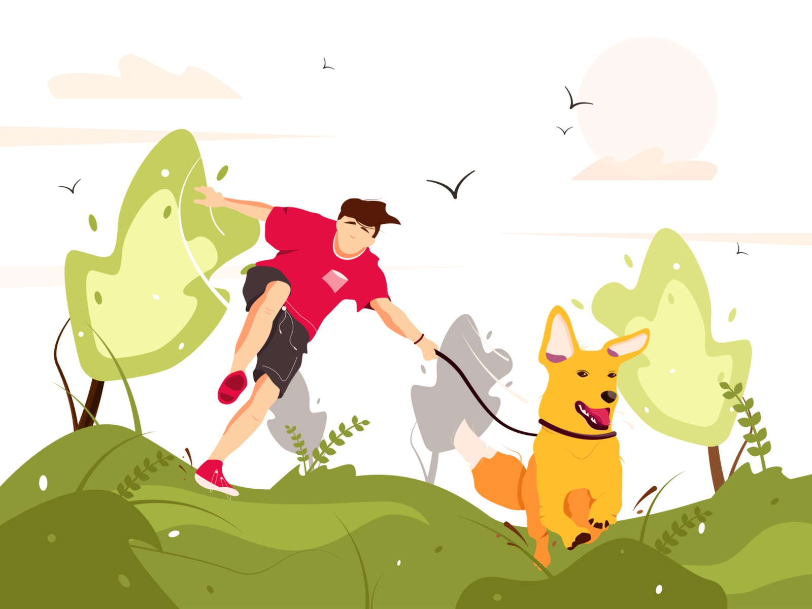 The illustration shows a guy who walks with a dog human graphic friend.jpg
