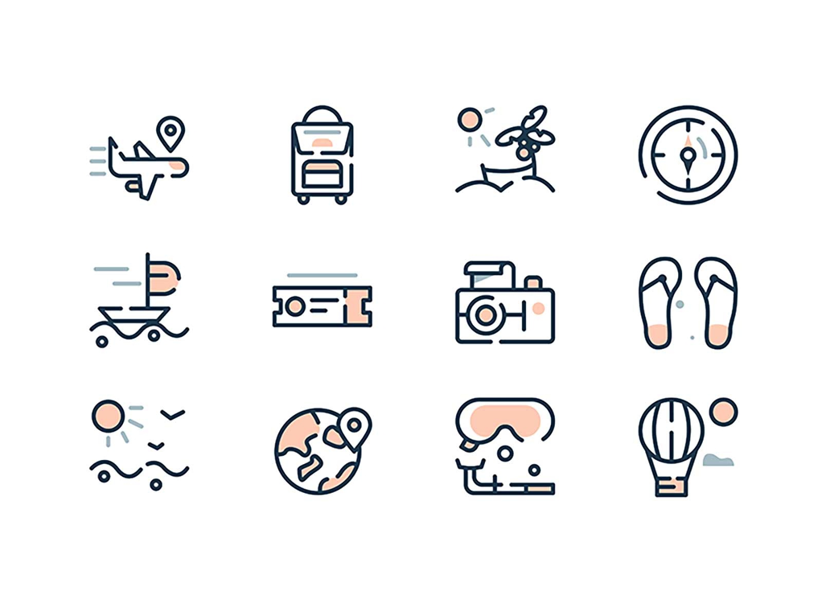Travel icons 48x suitcase sign transport vacation travel tourism set s.jpg