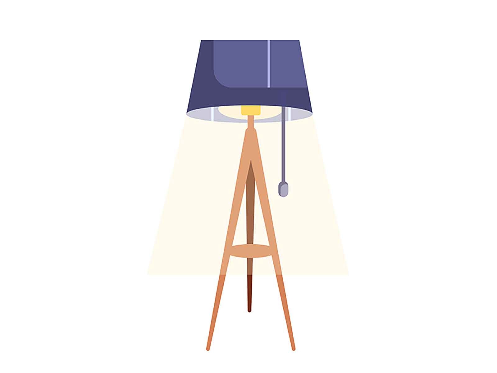 Turned on and modern stylish floor lamp. bulb furniture home isolated.jpg
