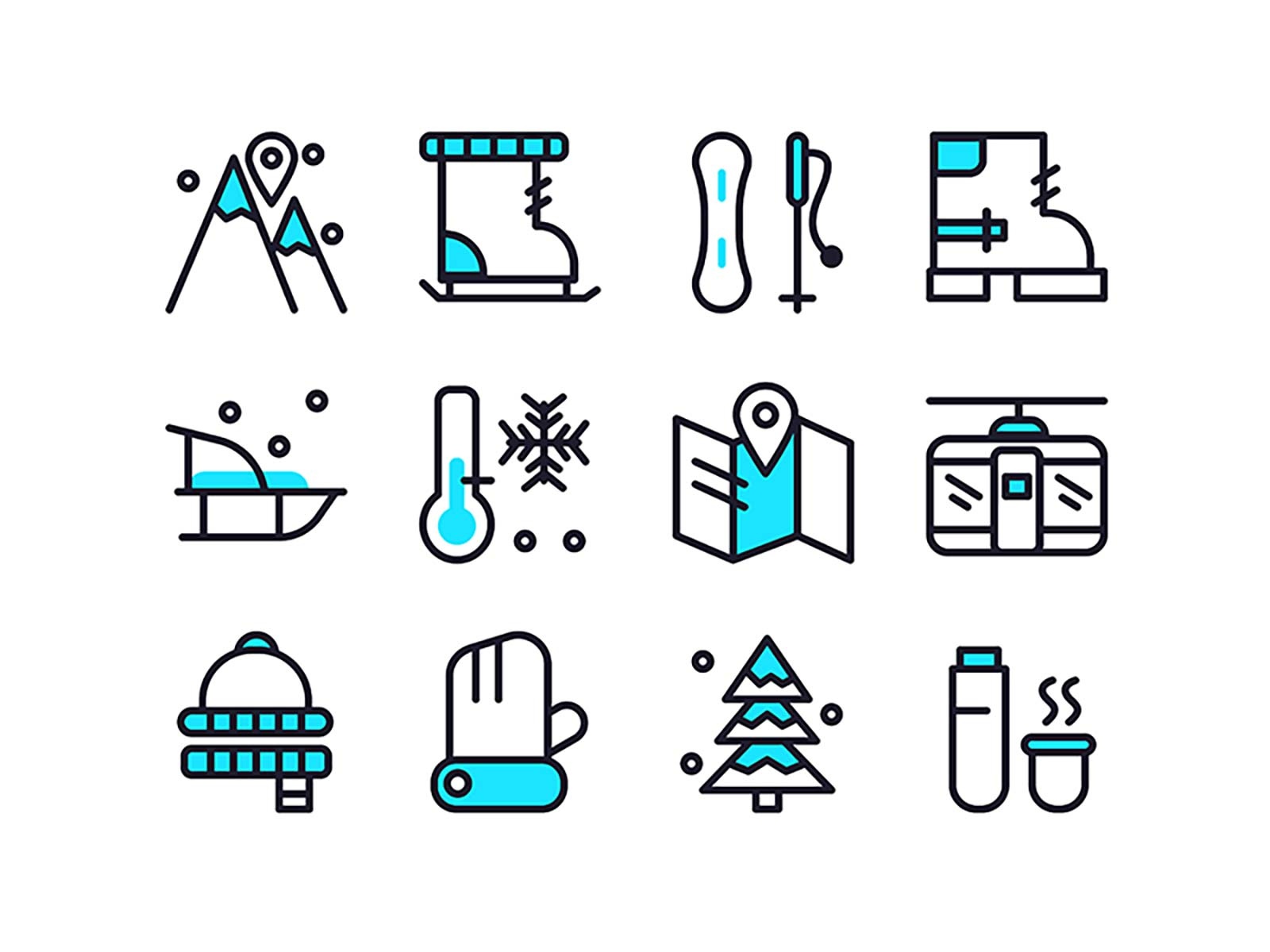 Winter travel icons 48x cold season holiday snow art winter nature tex.jpg