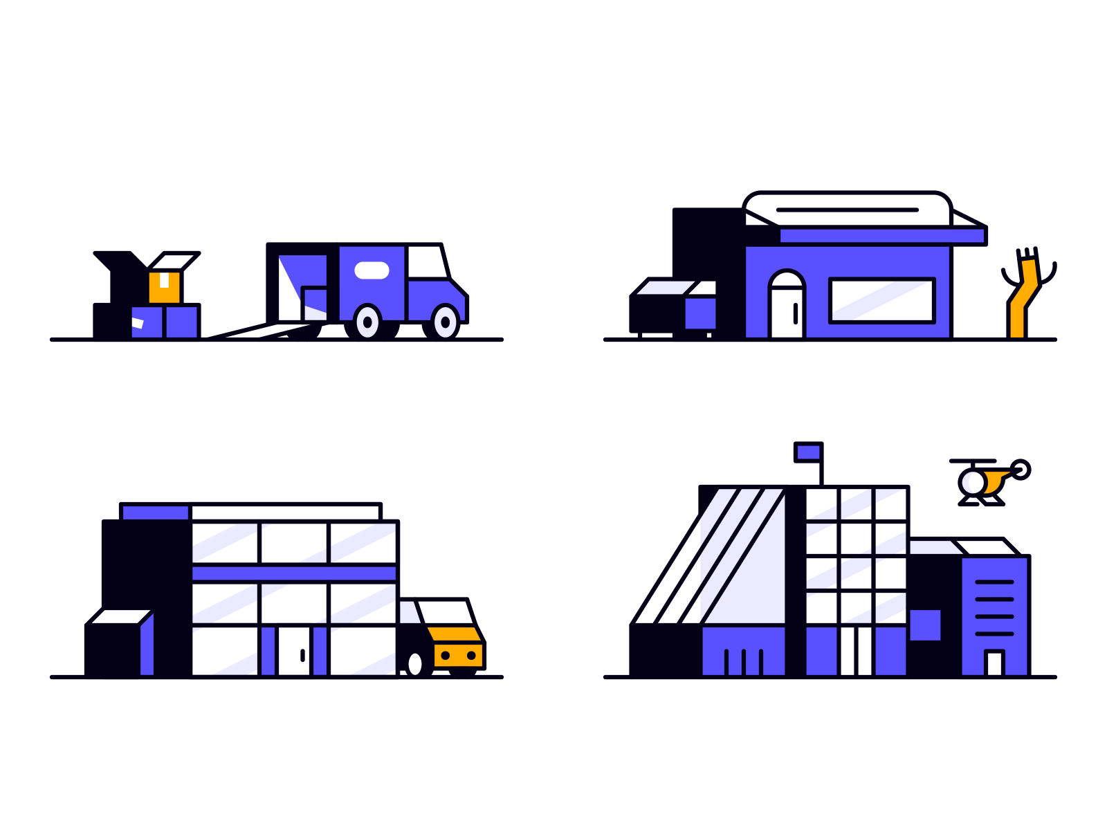 Business Growth monoline store inflatable boxes helicopter illustratio.png