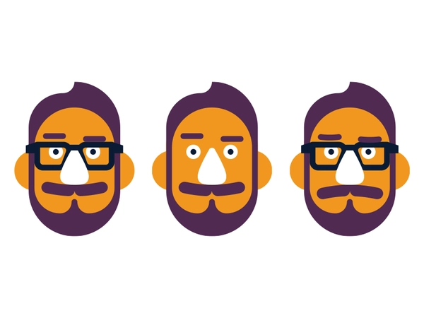 Happy, Blind, Sad muppet avatar self portrait illustration.webp