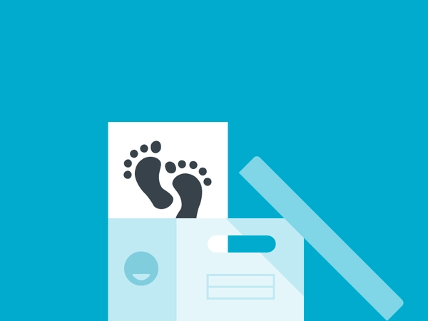 Footprints box illustration archive footprints baby childhood.webp