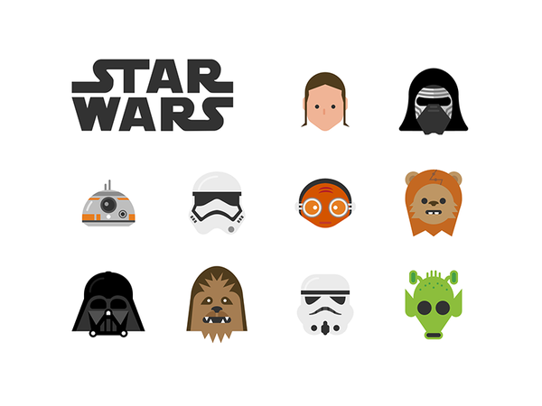 Free Star Wars Icons ewok bb8 rey darth vader chewbacca stormtrooper g.webp