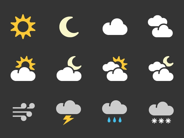 Weather Icons weather icon icons pixel sun moon clouds lightning wind.webp