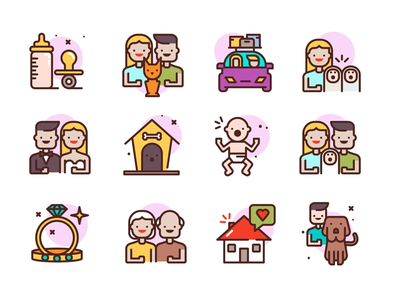 Family Icons baby cat dog illustration wedding icons family.webp