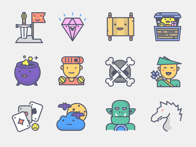 Fantasy Icons magic scroll game horse orc movie illustration icons emo.webp