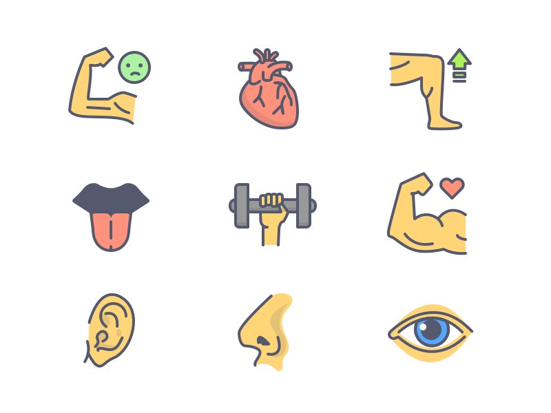 Fitness Set tongue mouth heart beat heart nose eye gym muscle.webp