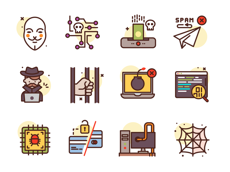 Hacking Icons cyber crime computer hacker freebie illustration icons.webp