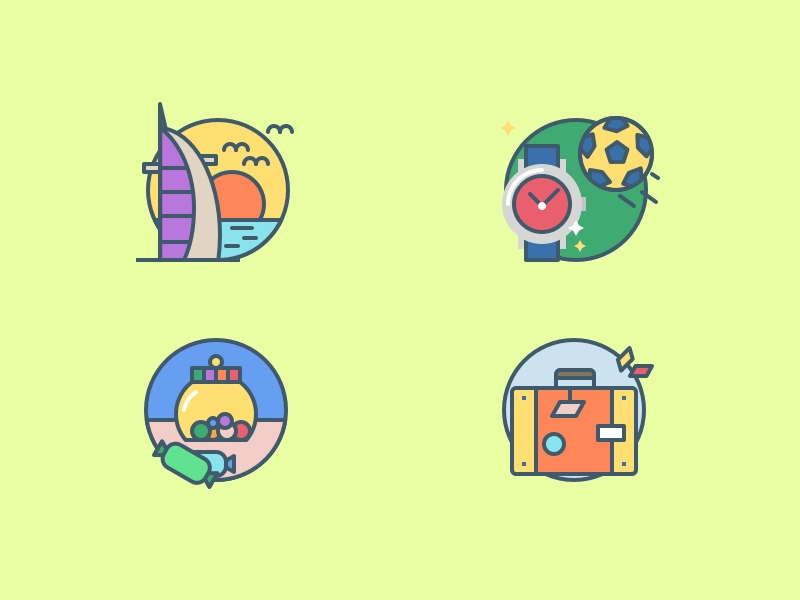 Icons for mobile app candy jar sport travel illustrations icons.webp