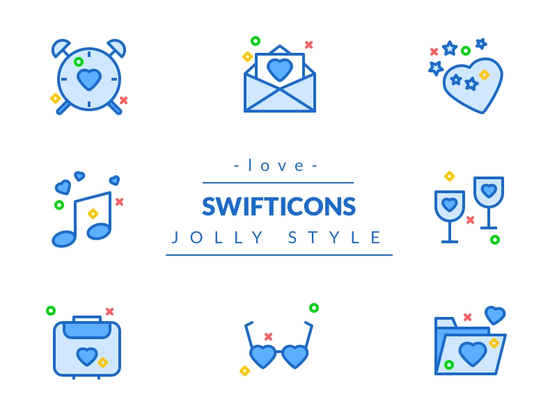 Jolly Love flat outline color illustration freebie icons premium swift.webp