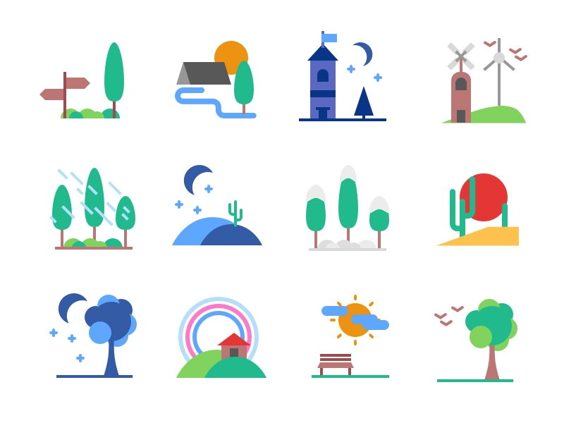 Landscape Icons Freebie trip landscape travel flat free freebie downlo.webp