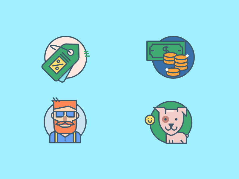 More icons beard hipster dog avatar tag money illustrations icons.webp