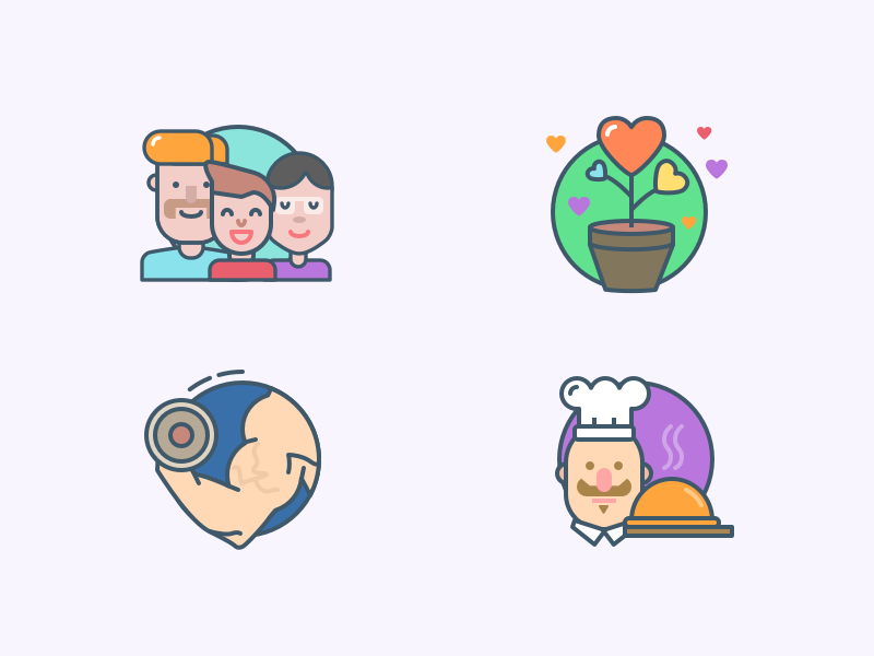 More icons family fitness chef kitchen love flower illustrations icons.webp