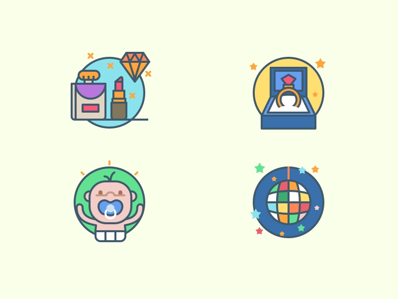 More Icons club disco baby wedding ring perfume luxury iconset illustr.webp