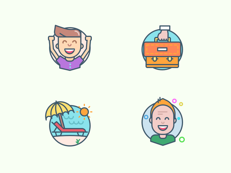 More Icons holidays suitcase happy character user illustration icons.webp