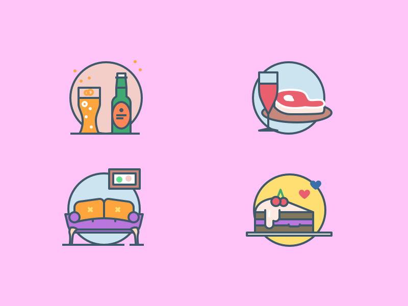 More icons vintage relax drinks cake food meat illustrations icons.webp