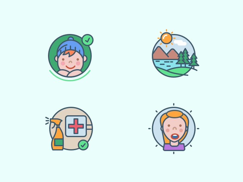 More Icons shout clean medical landscape child face set illustrations.webp