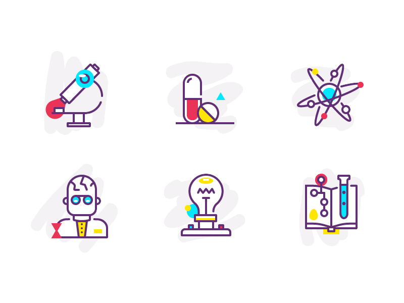 Playing with icon styles study chemistry medical science outline colou.webp