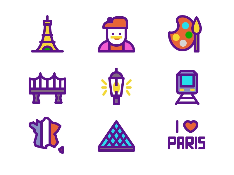 Paris Icons bridge train artist painter eiffel notredame france.webp